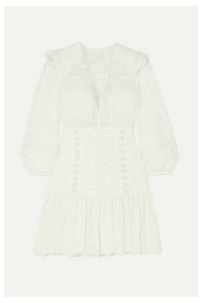 Zimmermann - Honour Lace-up Broderie Anglaise Cotton Mini Dress - Ivory