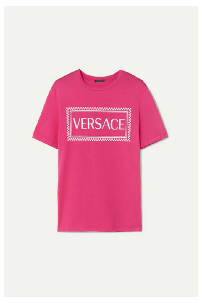 Versace - Printed Cotton-jersey T-shirt - Pink