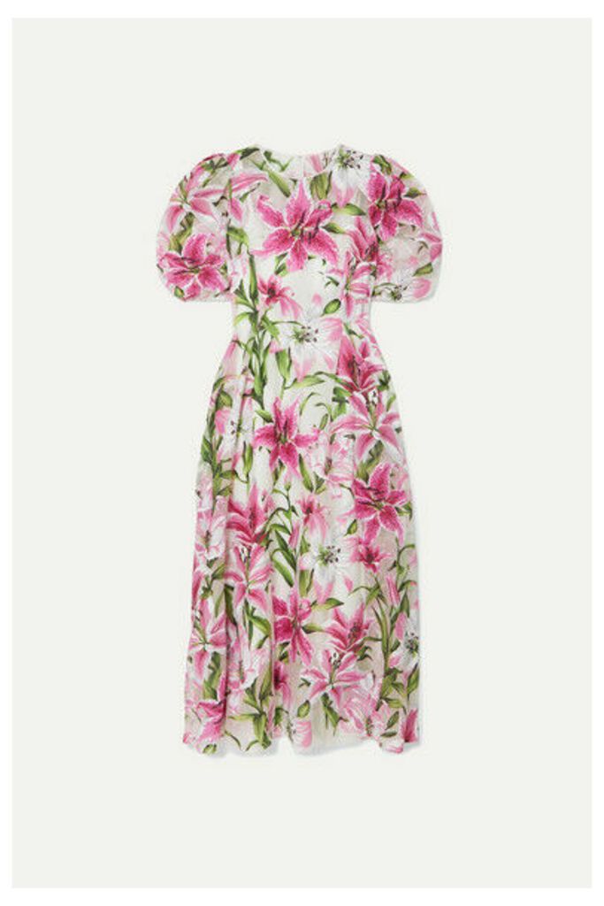 Dolce & Gabbana - Floral-print Organza Midi Dress - Pink