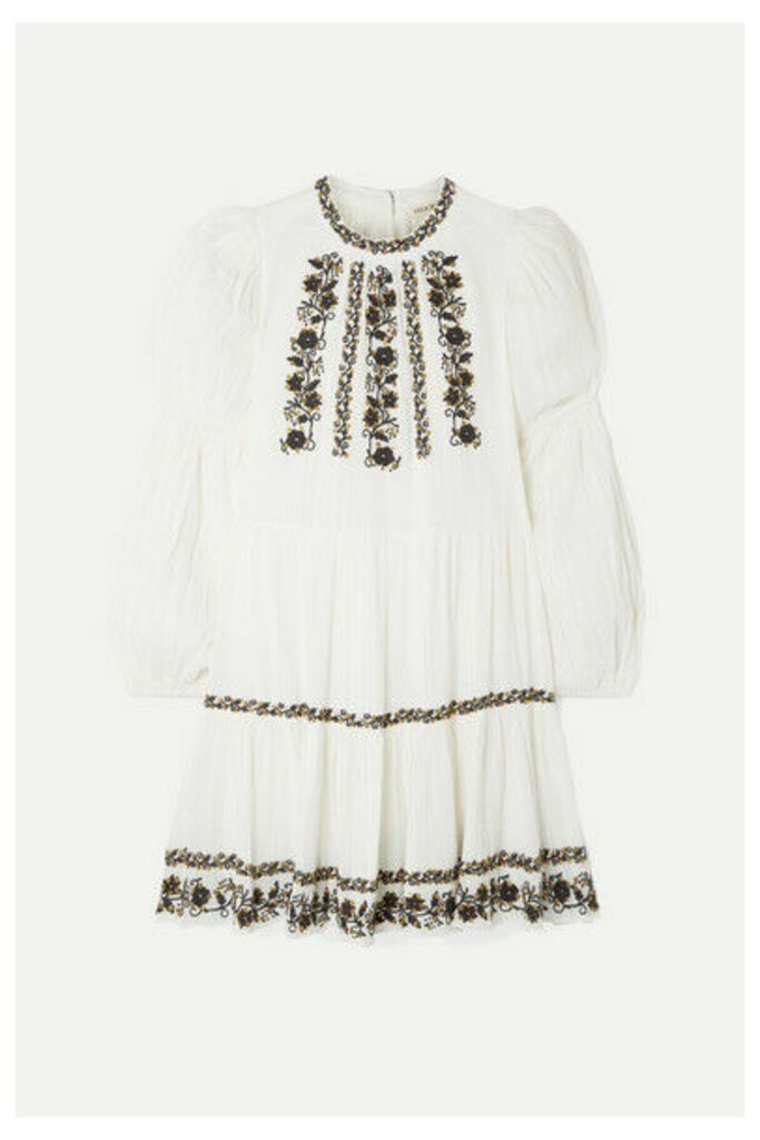 Ulla Johnson - Ceres Sequined Embroidered Crinkled Cotton-voile Mini Dress - White