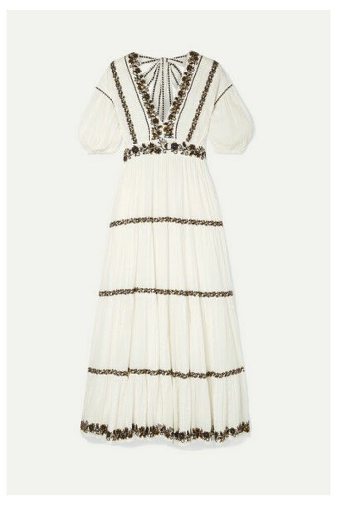 Ulla Johnson - Alma Sequined Embroidered Crinkled Cotton-voile Maxi Dress - White