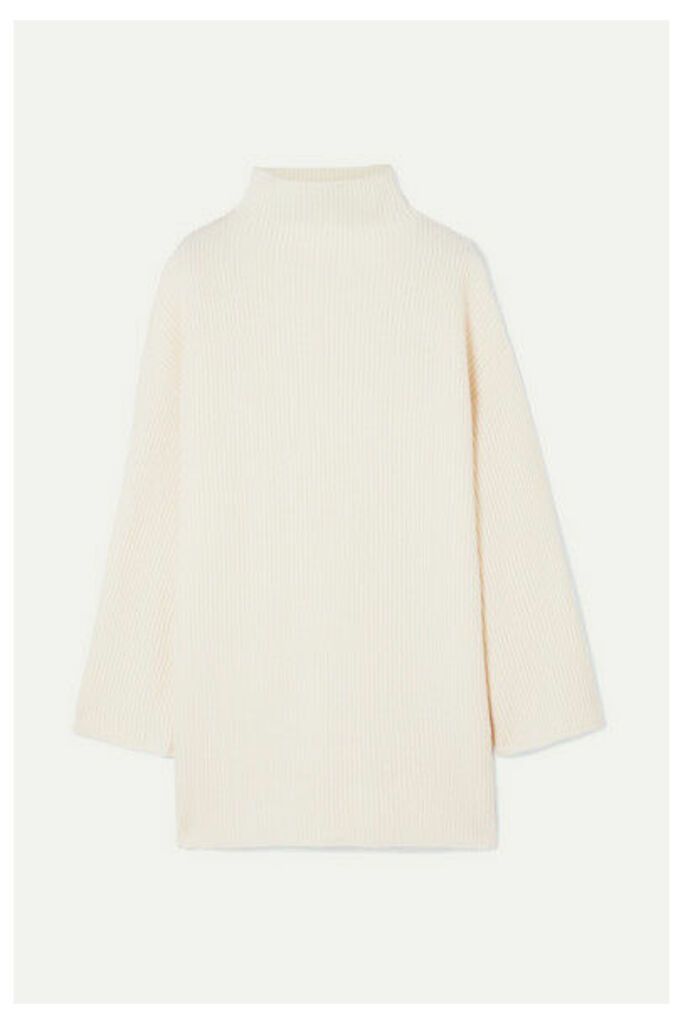 Co - Oversized Button-embellished Ribbed Wool And Cashmere-blend Turtleneck Sweater - Ivory