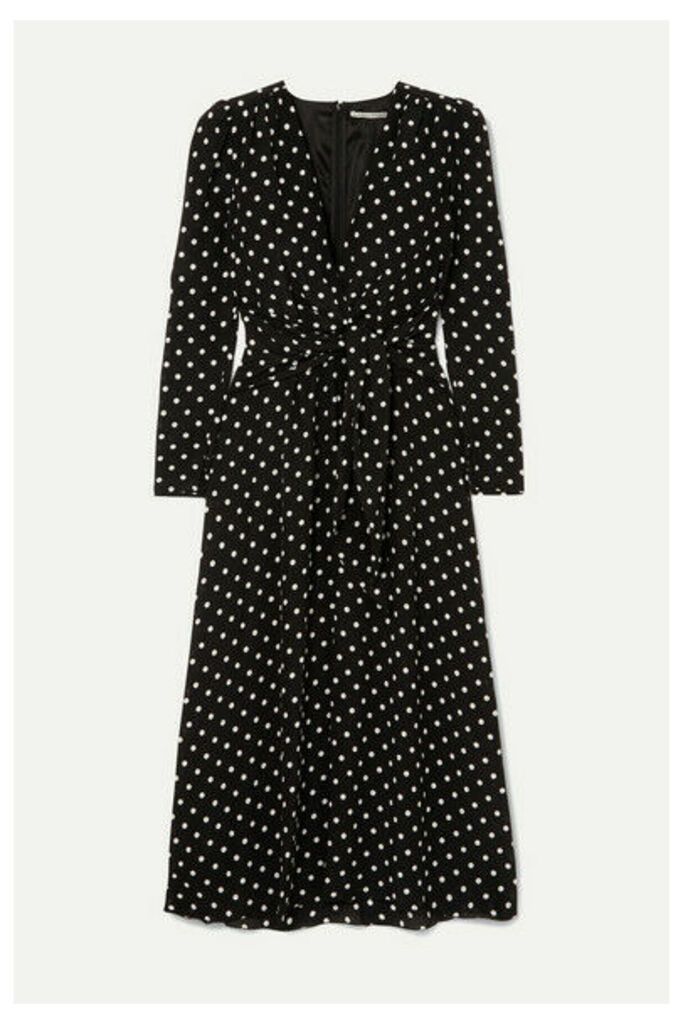 Alessandra Rich - Tie-front Polka-dot Silk Crepe De Chine Midi Dress - Black