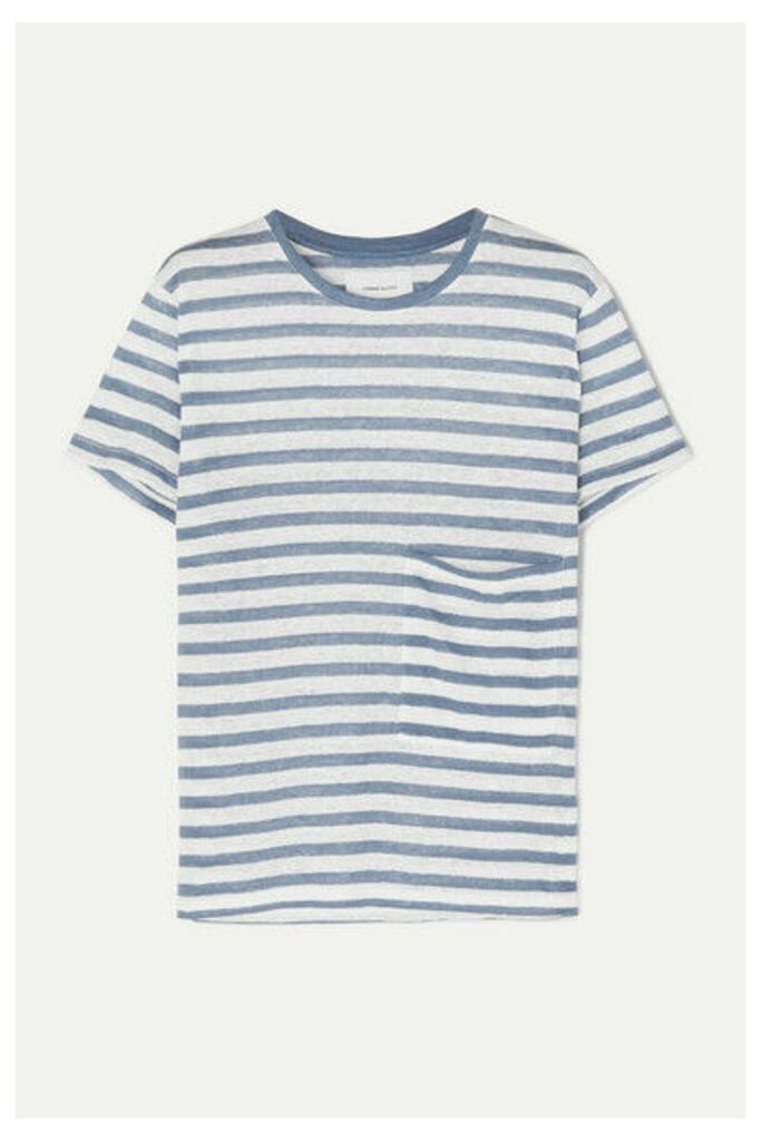 Current/Elliott - The Drop Pocket Striped Linen T-shirt - Blue