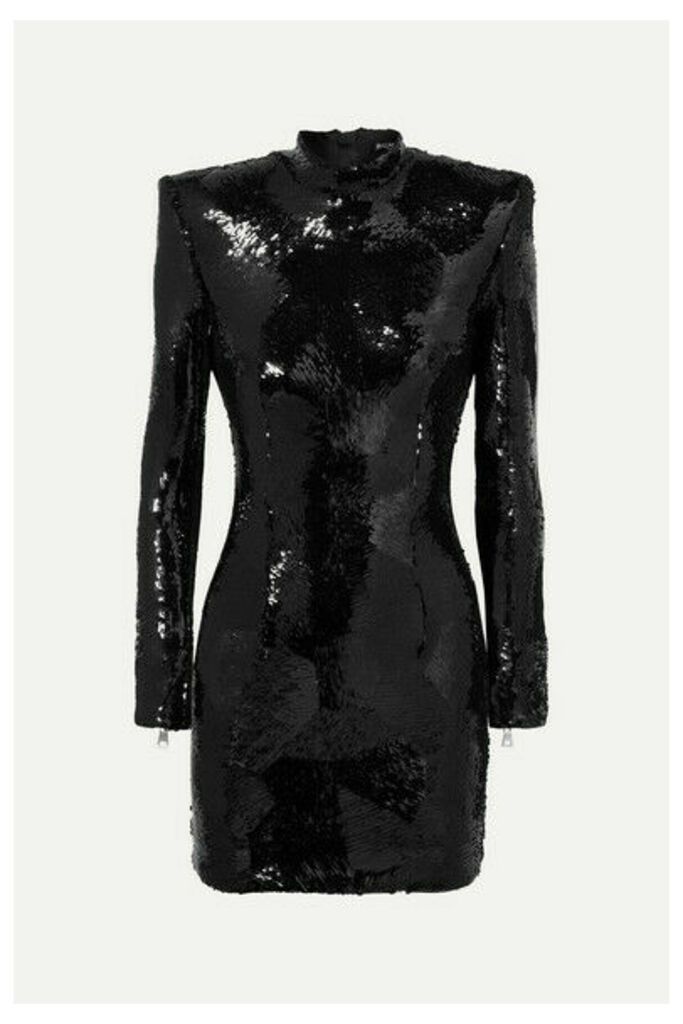 Balmain - Sequined Crepe Mini Dress - Black
