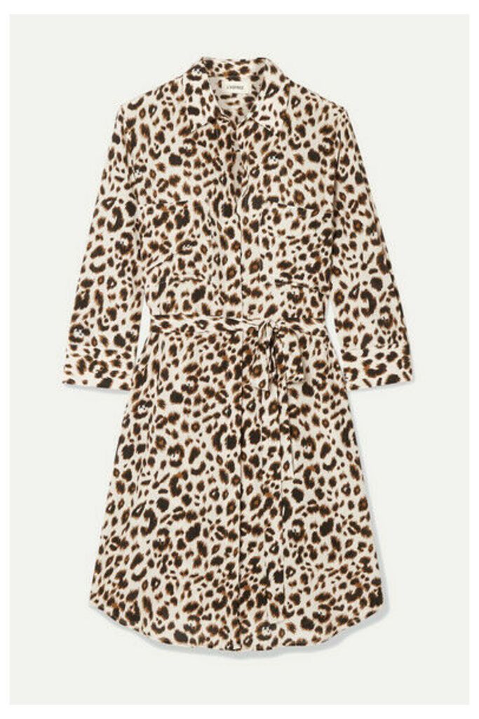L'Agence - Stella Belted Leopard-print Silk Mini Dress - Leopard print