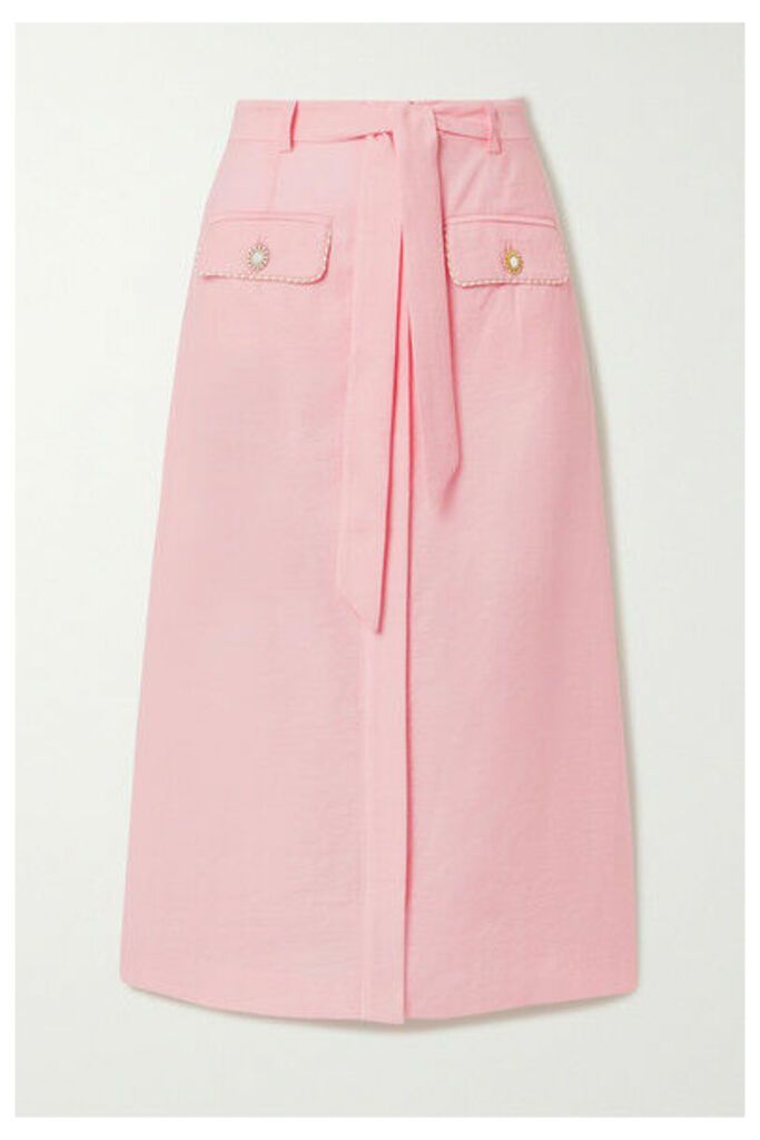 Jonathan Simkhai - Belted Woven Midi Skirt - Pastel pink
