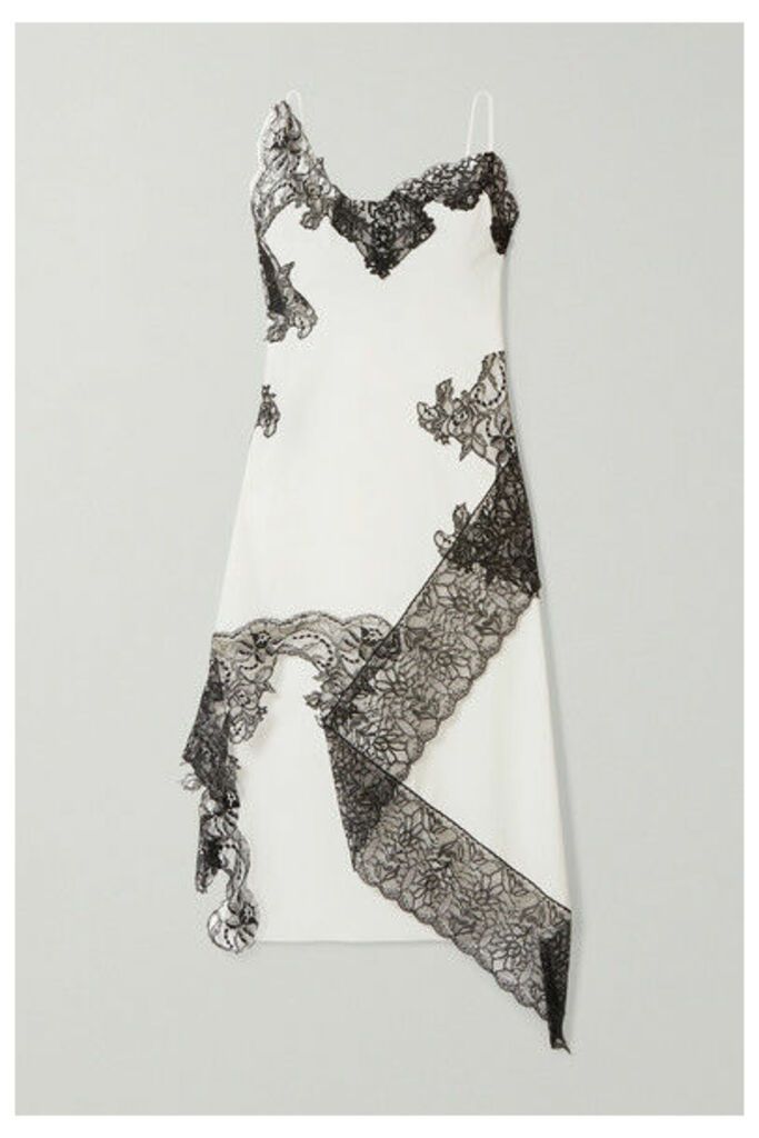 Marques' Almeida - Asymmetric Lace-trimmed Cotton-poplin Midi Dress - White
