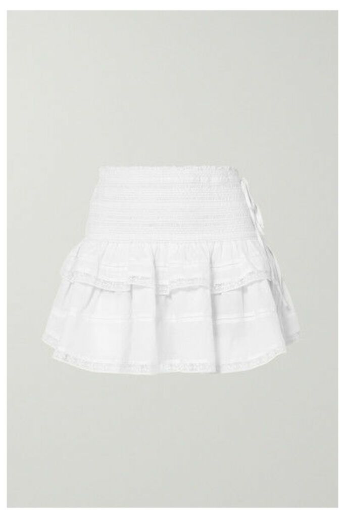 LoveShackFancy - Mira Shirred Crochet-trimmed Cotton Mini Skirt - White