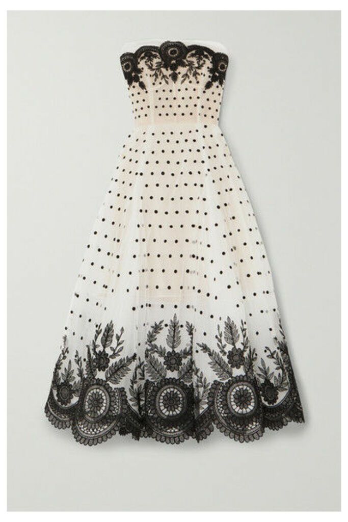 Oscar de la Renta - Strapless Embroidered Tulle Gown - Ivory