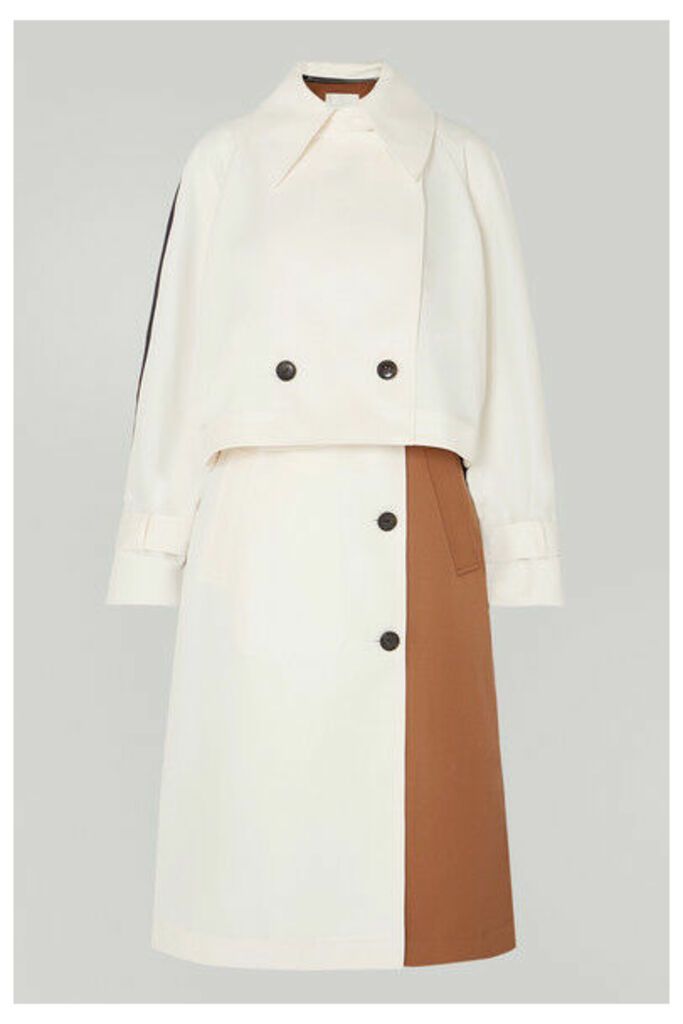 Tibi - Convertible Color-block Twill Trench Coat - Ivory