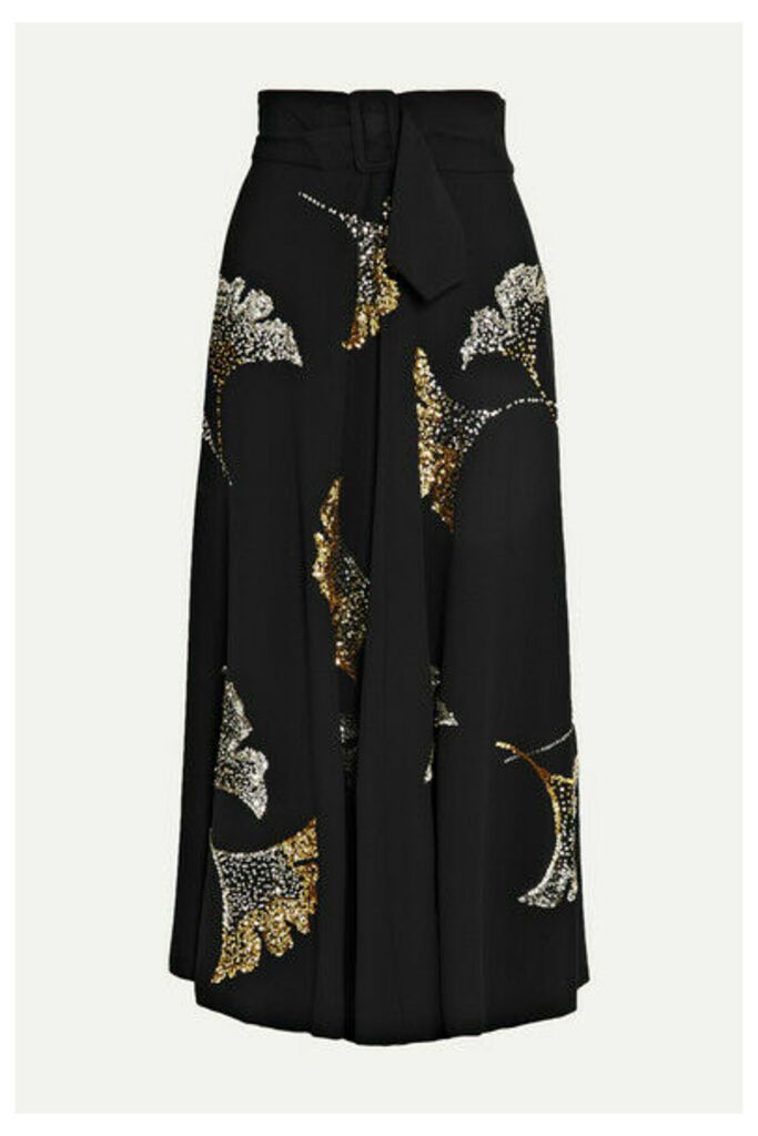 Dries Van Noten - Simiana Belted Sequin-embellished Crepe Midi Skirt - Black