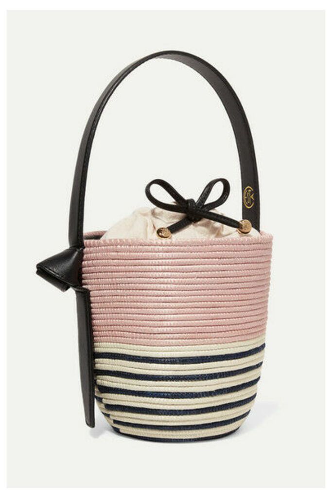 Cesta Collective - Lunchpail Leather-trimmed Woven Sisal Bucket Bag - Blush
