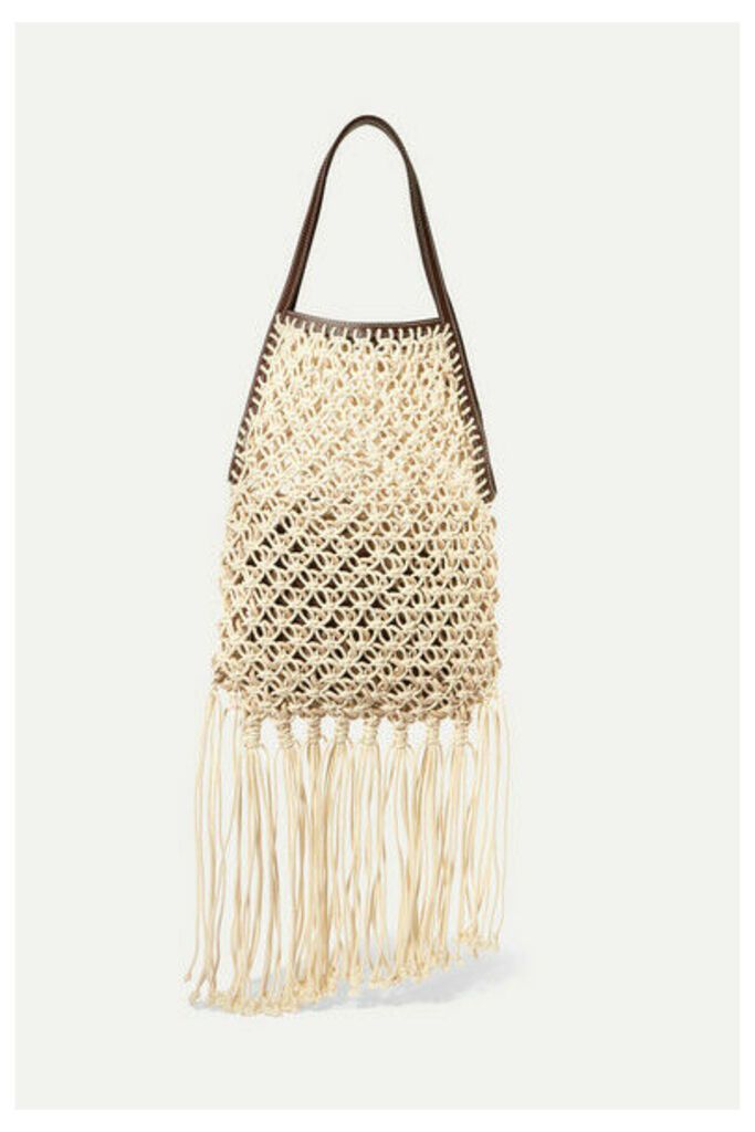 JW Anderson - Leather-trimmed Fringed Macramé Tote - Neutral