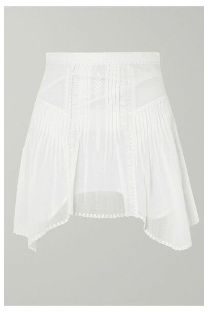 Isabel Marant Étoile - Akala Asymmetric Embroidered Cotton-voile Mini Skirt - White