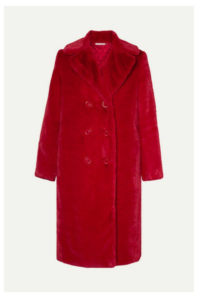 Alice + Olivia - Montana Double-breasted Faux Fur Coat - Red