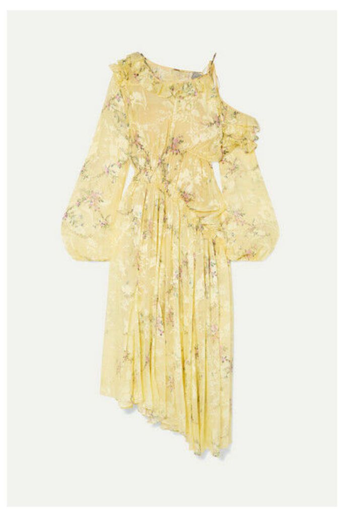 Preen by Thornton Bregazzi - Sheila Floral-print Devoré Silk-blend Satin Dress - Yellow