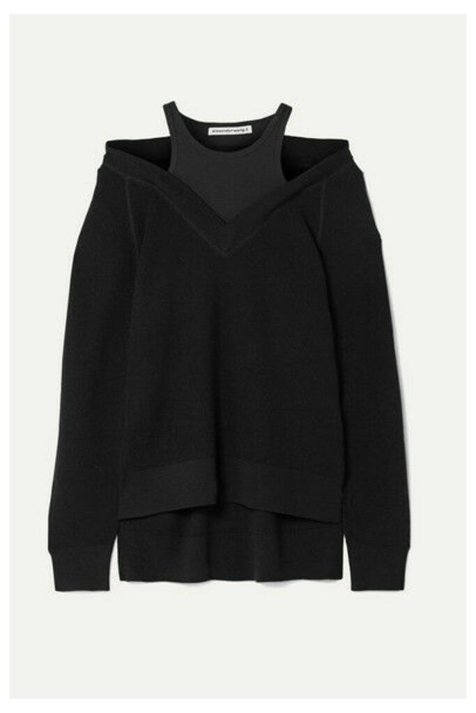 alexanderwang.t - Layered Wool And Stretch-cotton Jersey Sweater - Black
