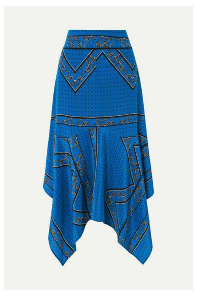 GANNI - Asymmetric Silk Crepe De Chine Midi Skirt - Cobalt blue