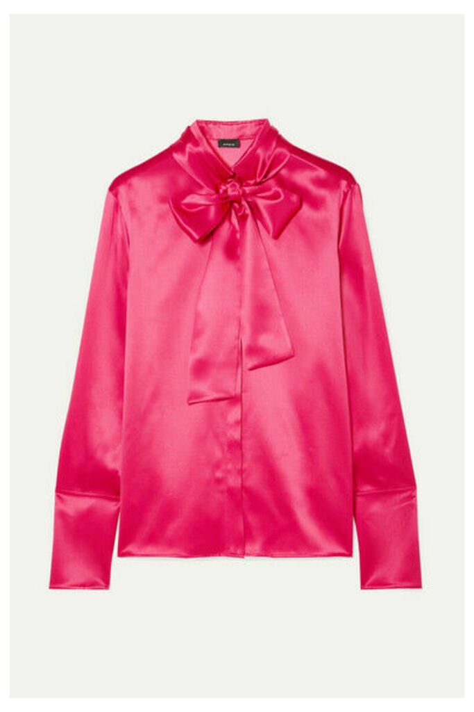 Akris - Pussy-bow Mulberry Silk-satin Blouse - Bright pink