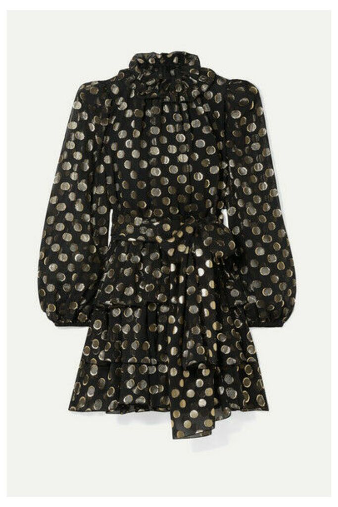 Dolce & Gabbana - Polka-dot Metallic Fil Coupé Silk-blend Chiffon Mini Dress - Black