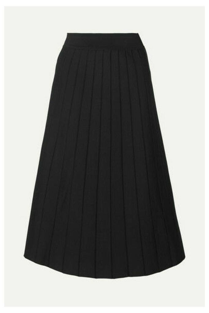 CASASOLA - Pleated Stretch-knit Midi Skirt - Black