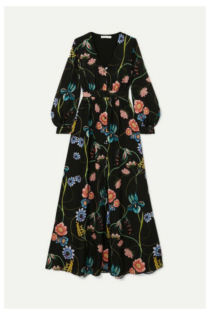 Borgo de Nor - Francesca Floral-print Crepe De Chine Maxi Dress - Black