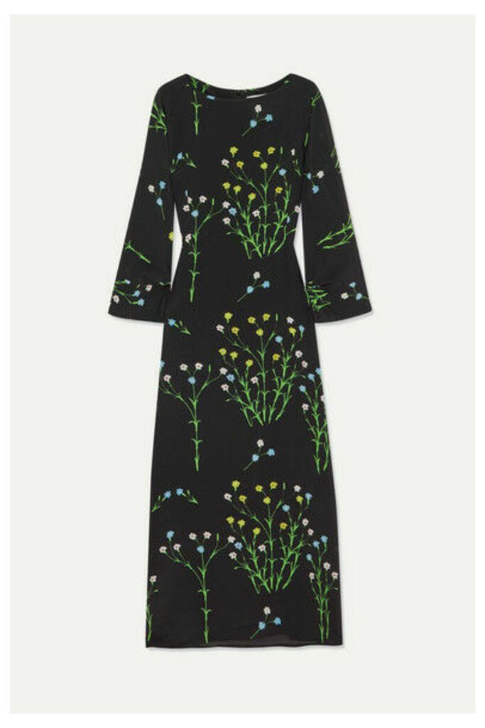 BERNADETTE - Floral-print Silk Crepe De Chine Midi Dress - Black
