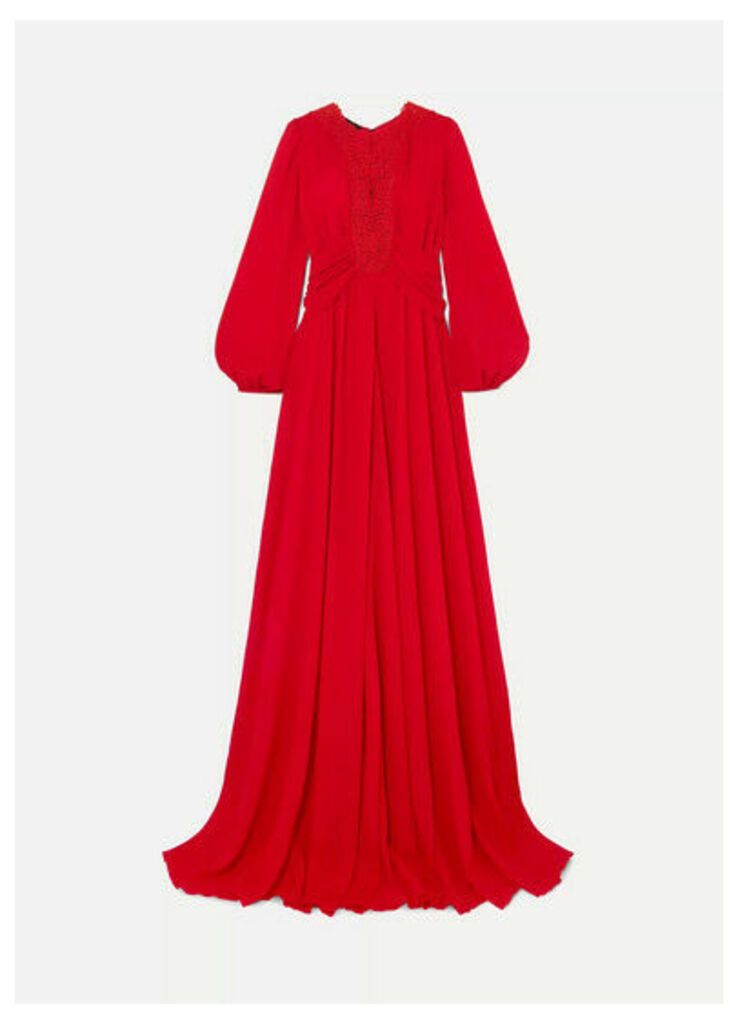 Giambattista Valli - Guipure Lace-trimmed Gathered Crepe De Chine Gown - IT42
