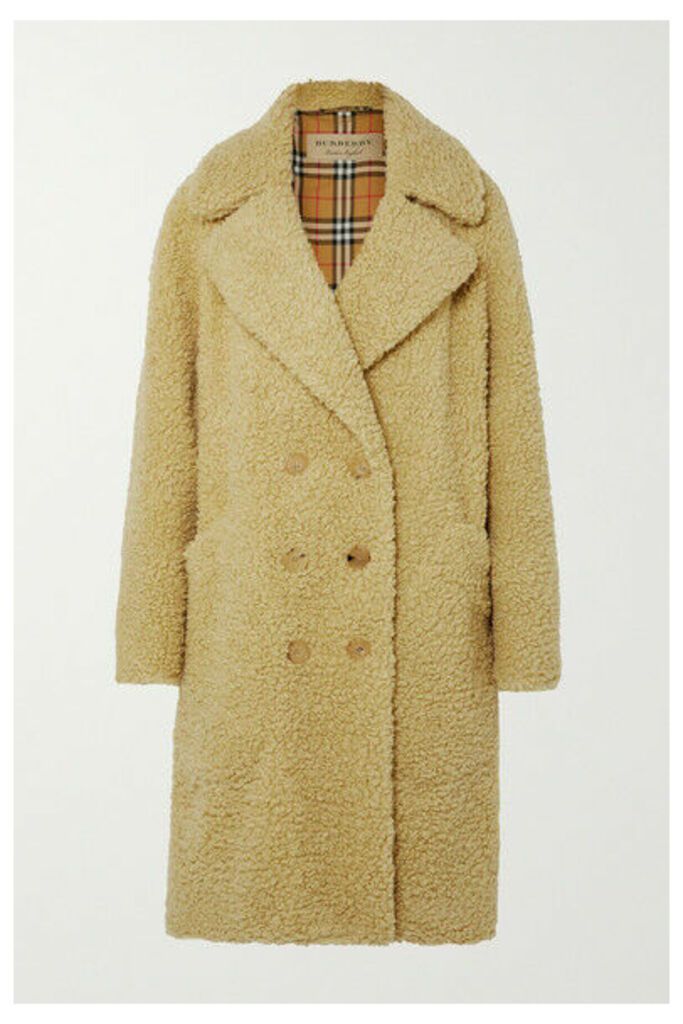 Burberry - Oversized Double-breasted Wool-blend Faux Shearling Coat - Pastel yellow
