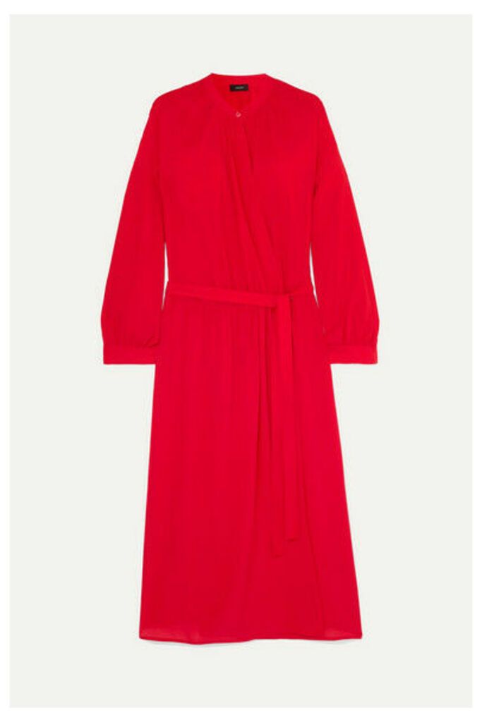 Joseph - Nolan Wrap-effect Silk-georgette Midi Dress - Red