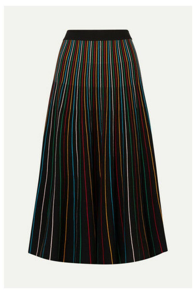 REDValentino - Striped Cotton-blend Midi Skirt - Black