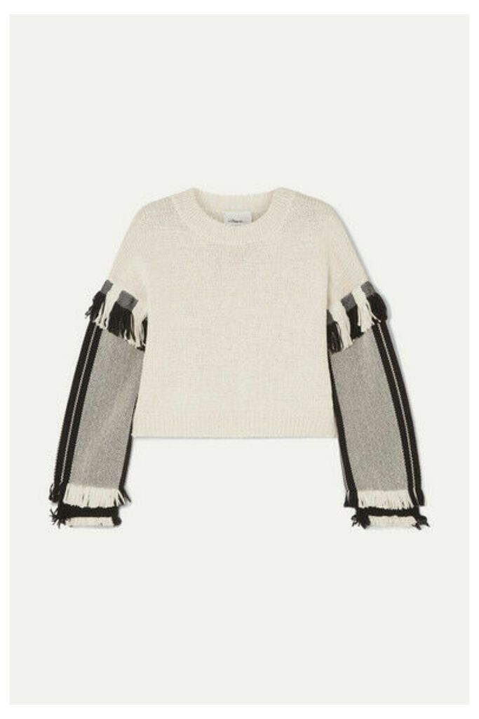 3.1 Phillip Lim - Cropped Fringed Cotton-blend Sweater - Ecru