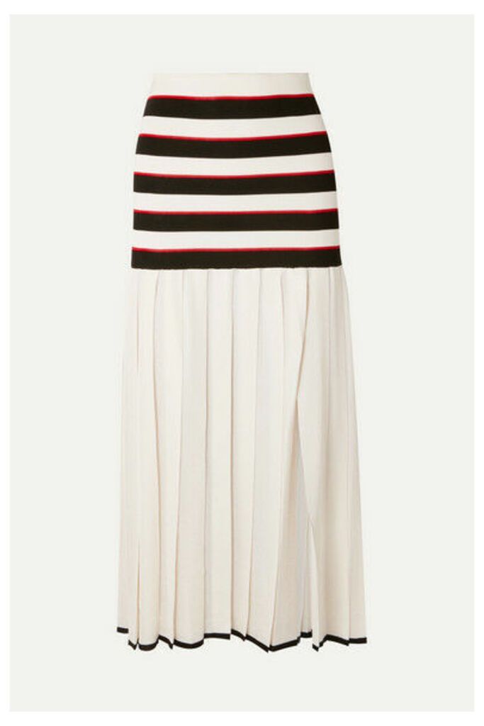 Sonia Rykiel - Pleated Striped Cupro Skirt - White