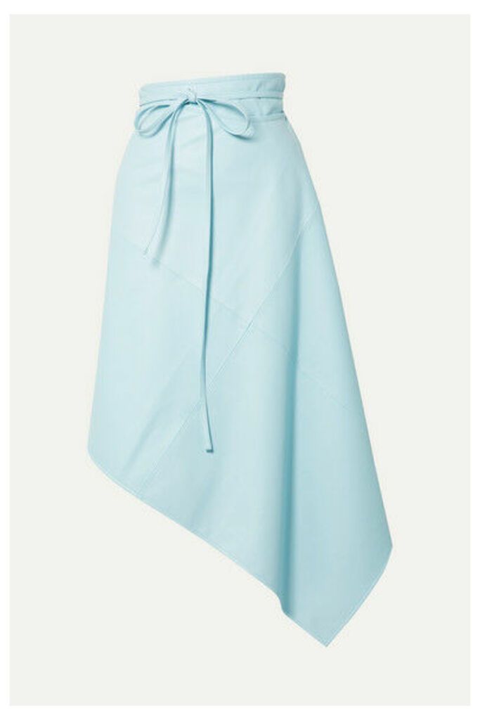we11done - Asymmetric Faux Leather Wrap Skirt - Sky blue