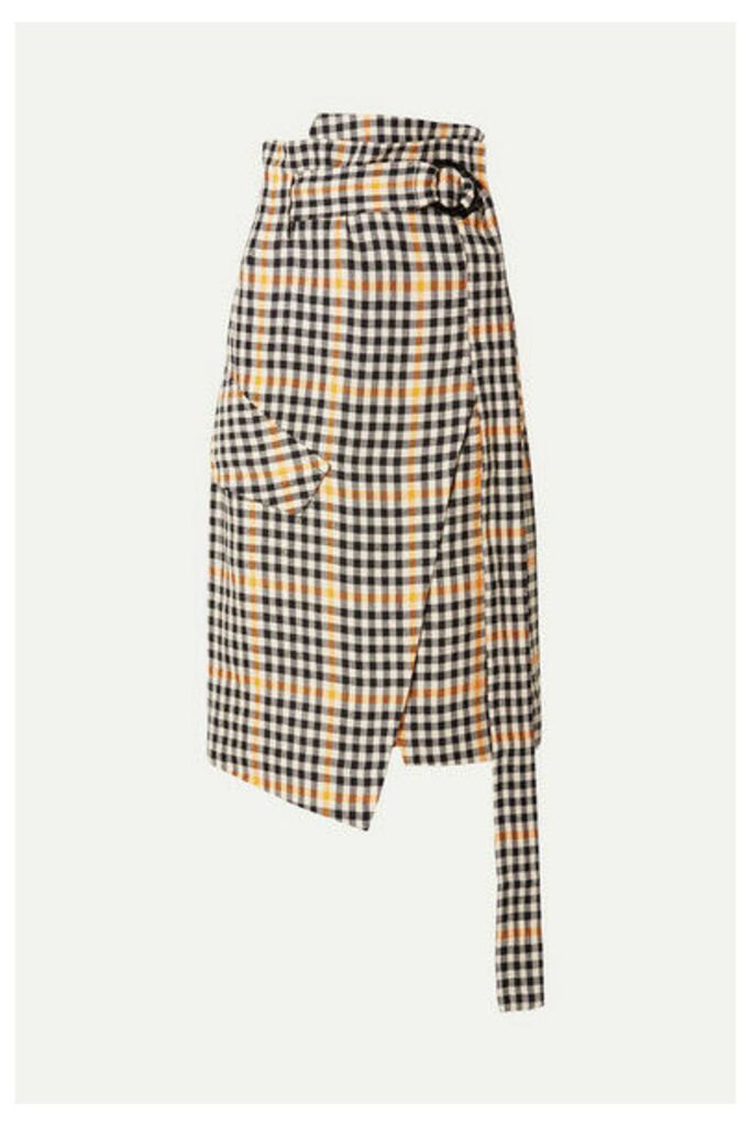 Petar Petrov - Ryan Belted Checked Linen Wrap Skirt - Yellow