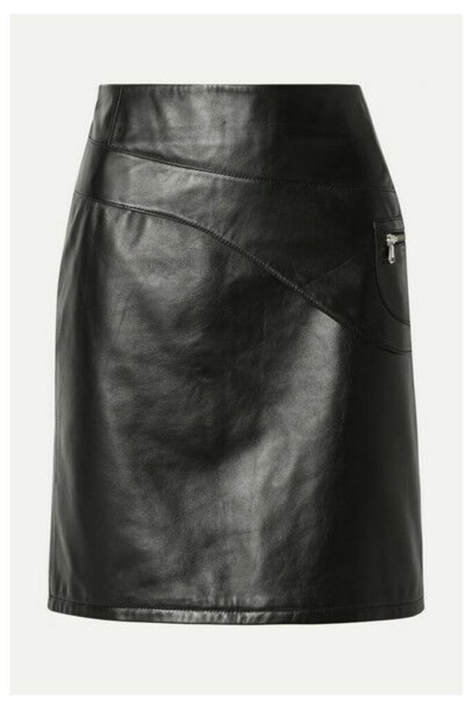 Sandy Liang - Blossom Paneled Leather Skirt - Black