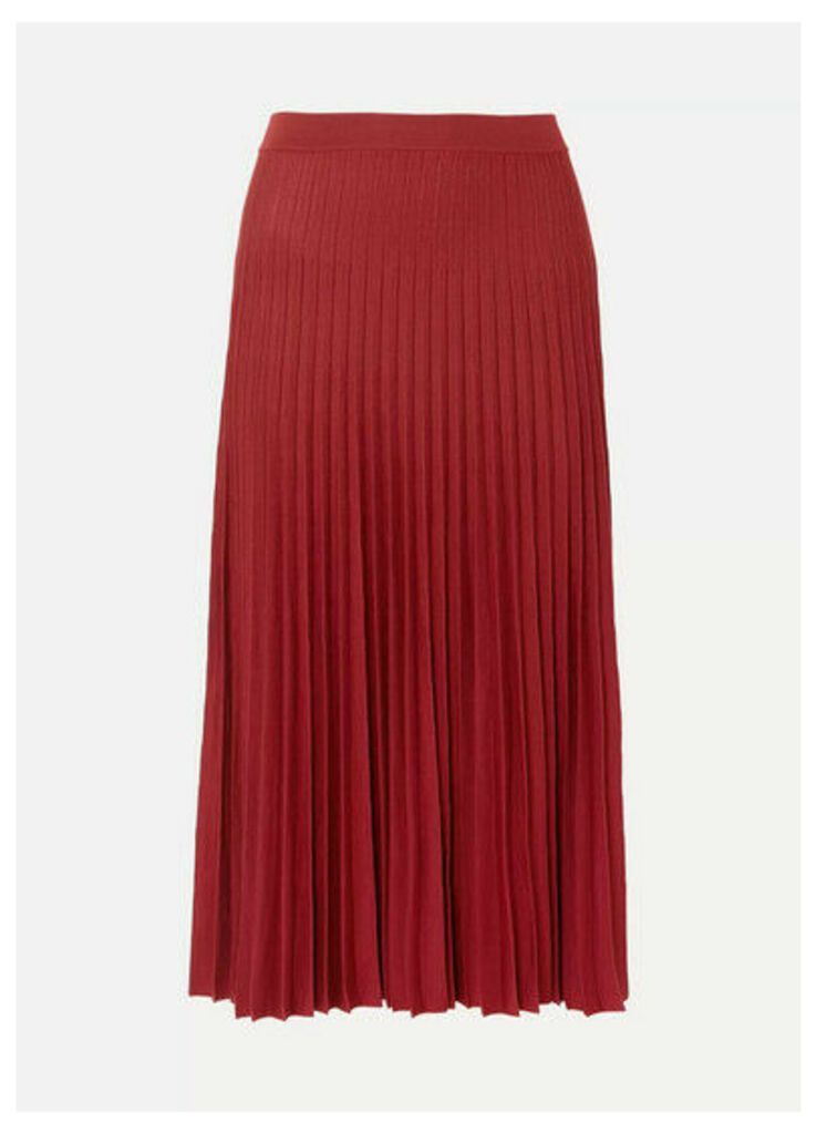 Agnona - Pleated Silk Midi Skirt - Red