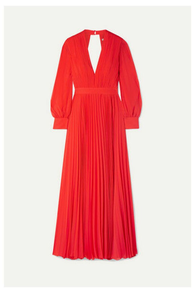 Alice + Olivia - Cheney Cutout Pleated Georgette Maxi Dress - Red
