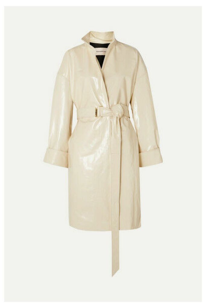 Alexandre Vauthier - Oversized Belted Patent-leather Trench Coat - Ivory