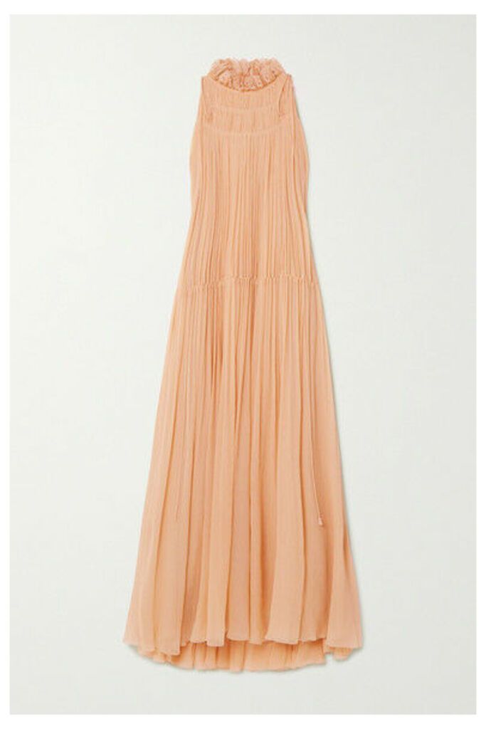 Chloé - Embroidered Silk-crepon Maxi Dress - Pink