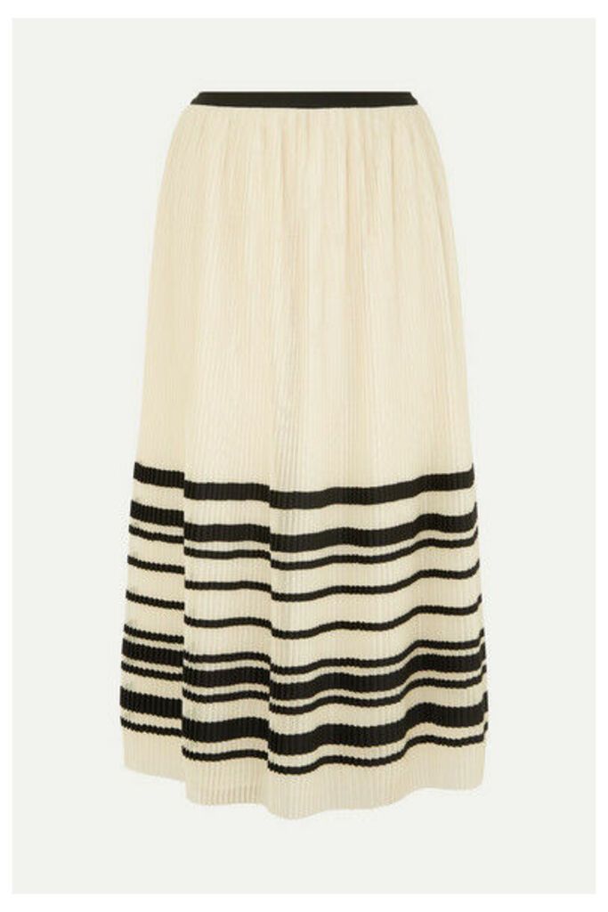 REDValentino - Pleated Striped Tulle Midi Skirt - Cream
