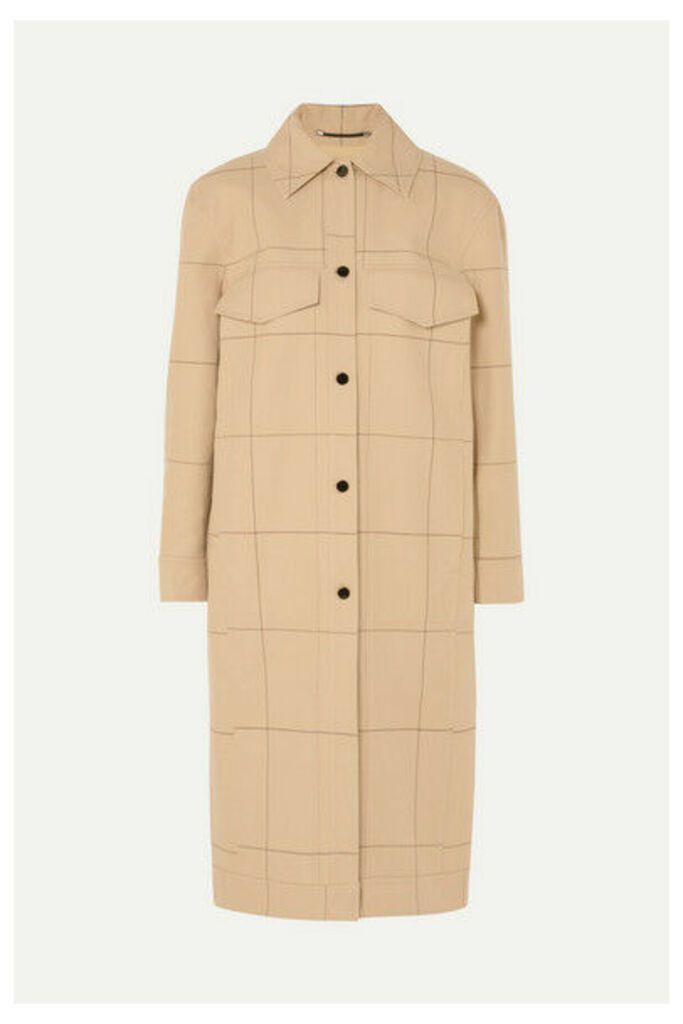 By Malene Birger - Keiko Checked Cotton And Linen-blend Canvas Trench Coat - Beige