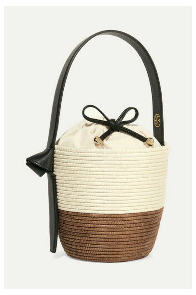 Cesta Collective - Lunchpail Leather-trimmed Woven Sisal Bucket Bag - Tan
