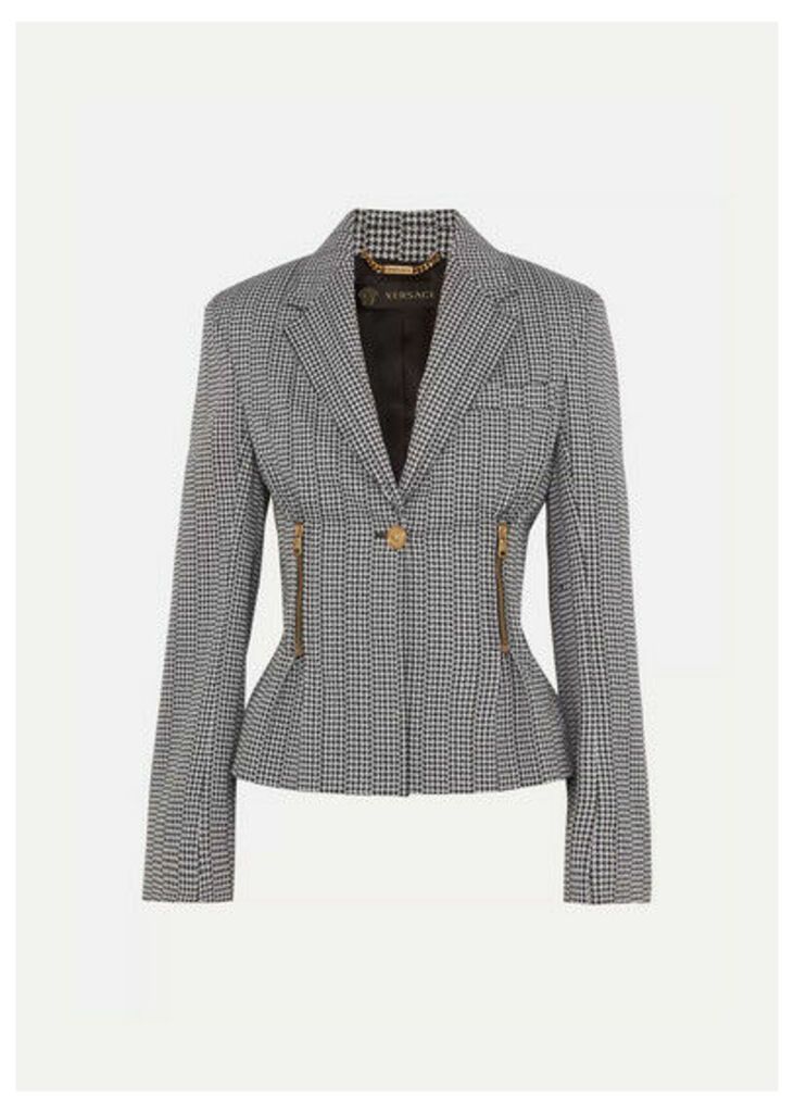 Versace - Houndstooth Cotton-blend Blazer - Black