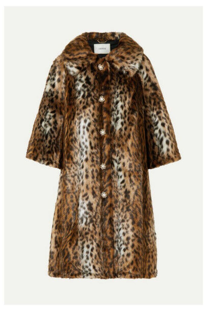 Erdem - Sorayah Embellished Leopard-print Faux Fur Coat - Leopard print