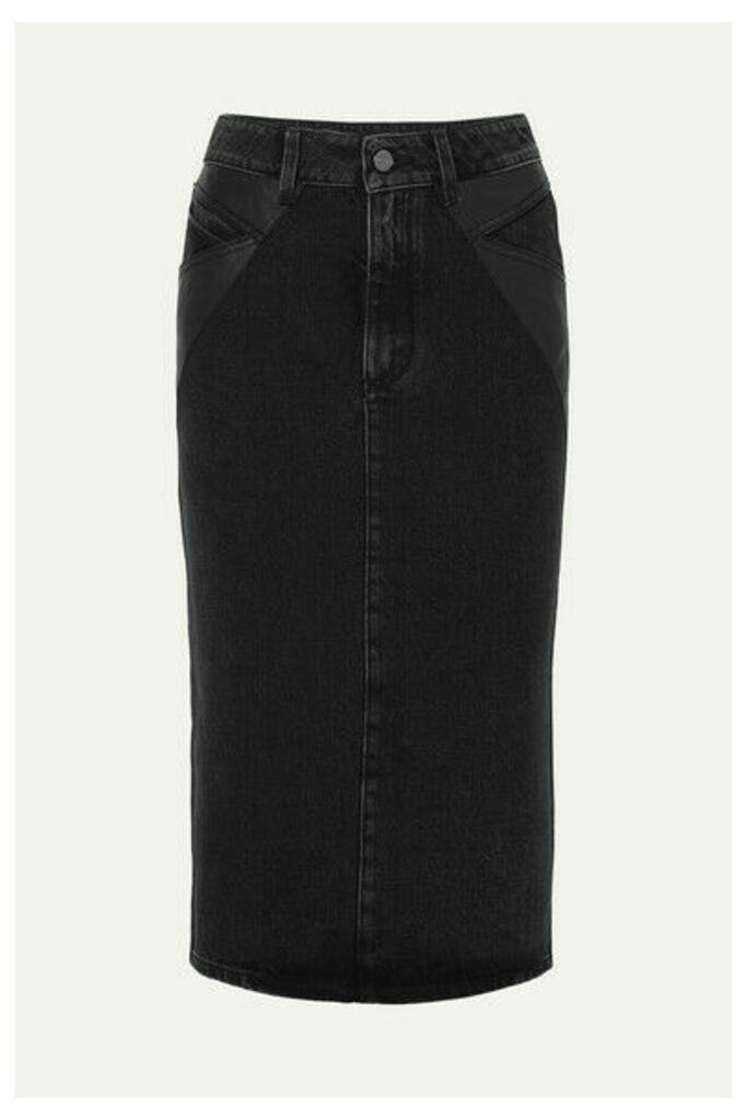 Givenchy - Leather-paneled Denim Midi Skirt - Black