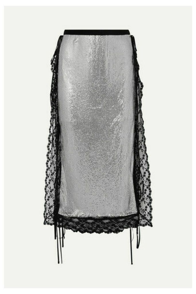 Christopher Kane - Lace-trimmed Chainmail Midi Skirt - Silver