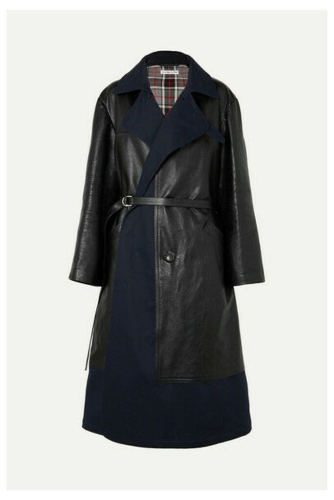 Balenciaga - Paneled Leather And Cotton-blend Gabardine Coat - Black