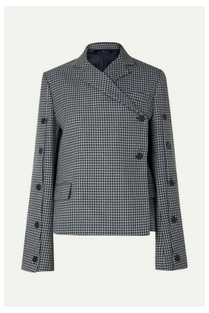 Rokh - Button-embellished Houndstooth Tweed Blazer - Gray